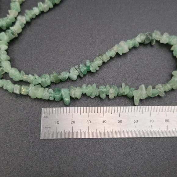 34 Inch Green Aventurine Stone Long Necklace B1047 - Picture 6 of 7
